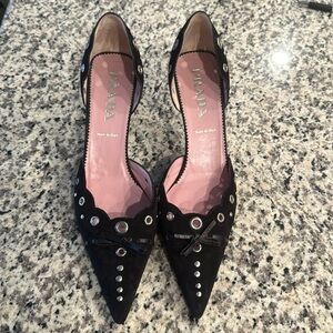 Prada genuine suede leather kitten heels